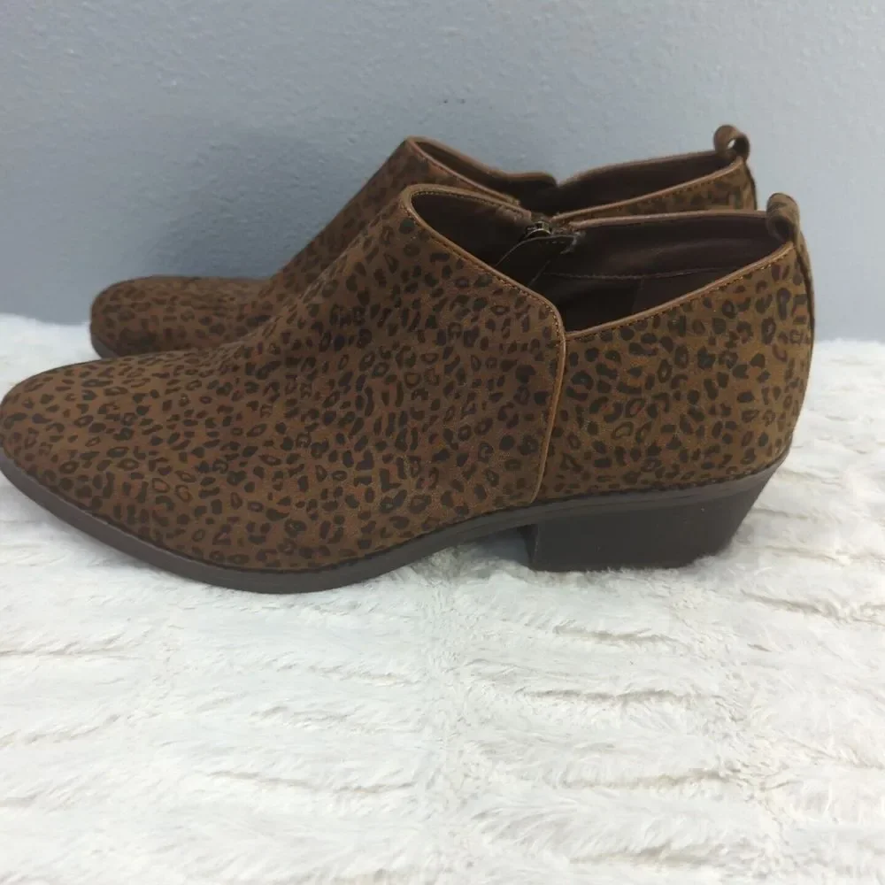 Eva‎ & Zoe Women's Cheetah Print Faux-Suede Ankle Boots Size 11